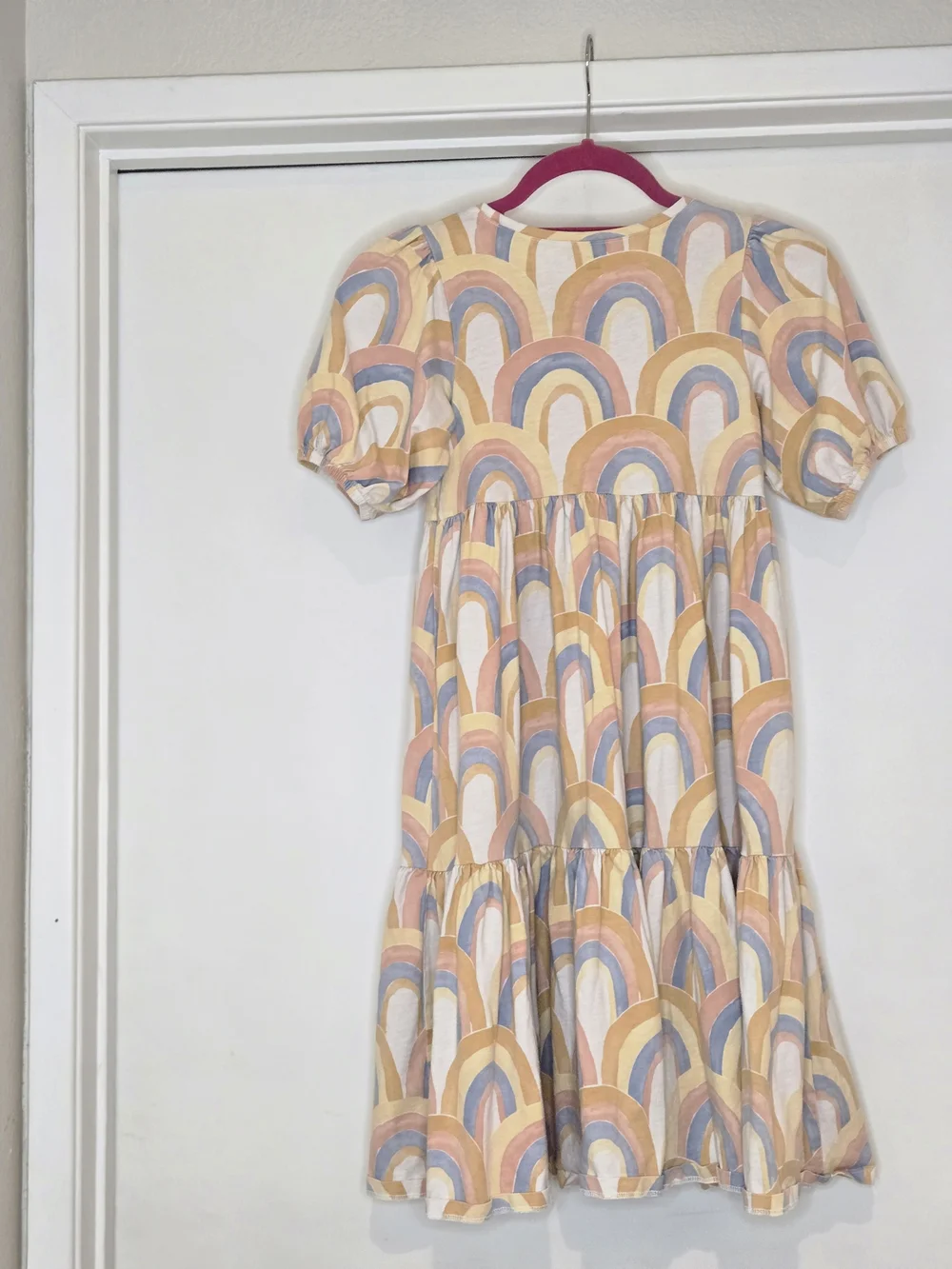 Tea Collection Kids Rainbow Print Tiered Midi Dress - Pastel Multicolor, Size 8